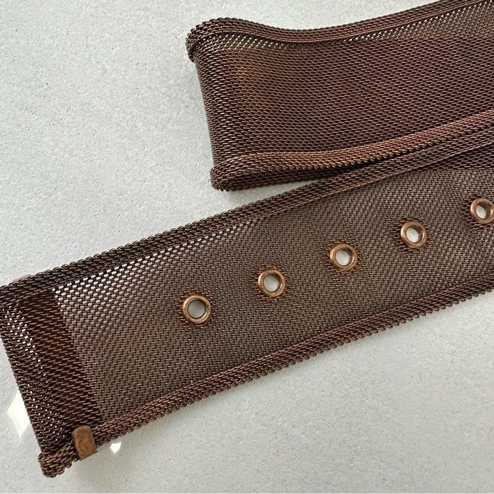 Belt Cooper Tone Metal Mesh Steampunk Grommet Belt  36 unisex grunge costume